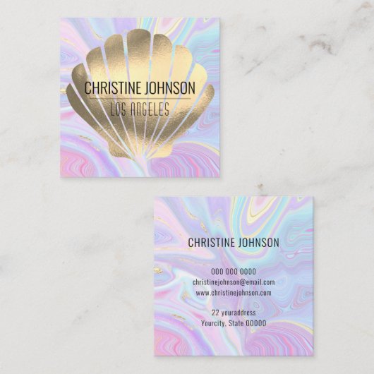 ホイルフェイクシーシェル平方名刺 スクエア名刺 (正面/裏面)