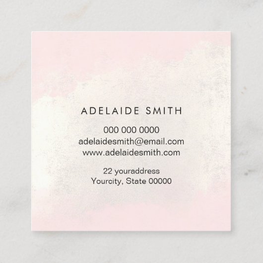 ホイルフェイクスターのピンクの水色スクウェア・ブシン スクエア名刺 (裏面)