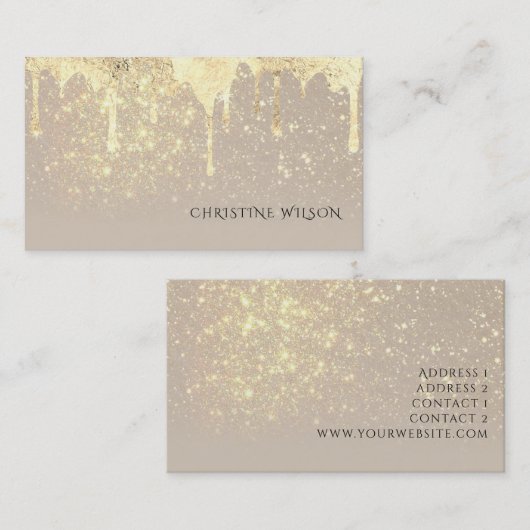 ホイルフェイクドリップグリッター背景 名刺 (正面/裏面)