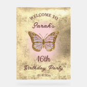 ホイルフェイクバックグラウンド蝶ウェルカムホイル アクリルサイン (正面)