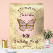 ホイルフェイクバックグラウンド蝶ウェルカムホイル アクリルサイン (ウェディング)