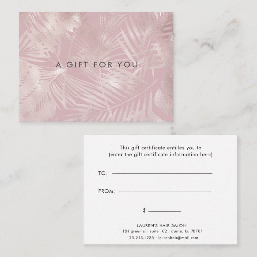 ホイルフェイクバラ金ゴールド熱帯性贈与証書 名刺 (正面/裏面)