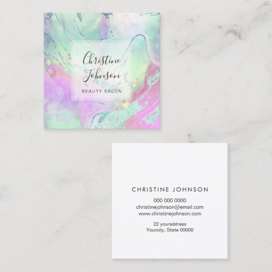 ホイルフェイクパステルカラー大理石 スクエア名刺 (正面/裏面)