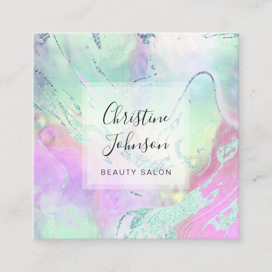 ホイルフェイクパステルカラー大理石 スクエア名刺 (正面)