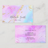 ホイルフェイクパープルブルーの水彩色 名刺 (正面/裏面)