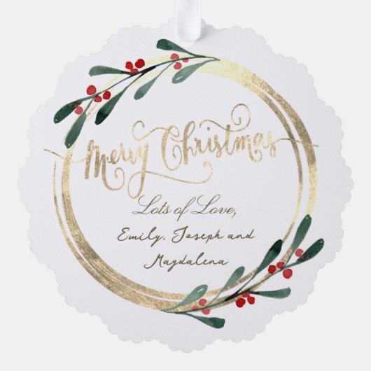ホイルフェイクフレームのメリークリスマス オーナメントカード (裏面)