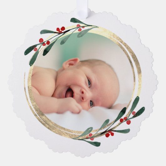 ホイルフェイクフレームのメリークリスマス オーナメントカード (正面)