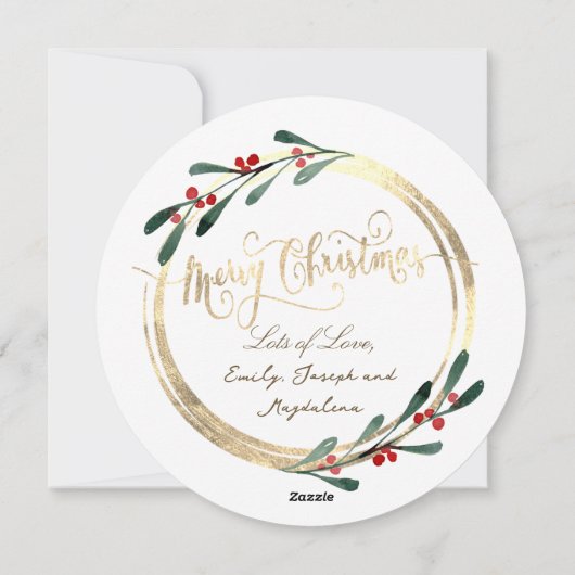 ホイルフェイクフレームのメリークリスマス シーズンカード (裏面)