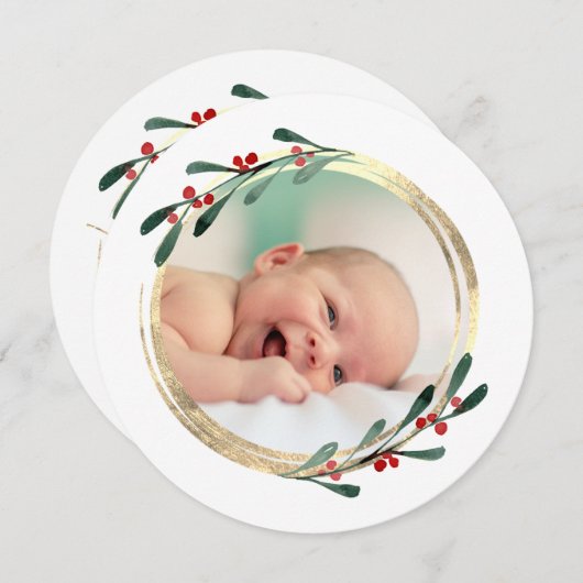 ホイルフェイクフレームのメリークリスマス シーズンカード (正面/裏面)