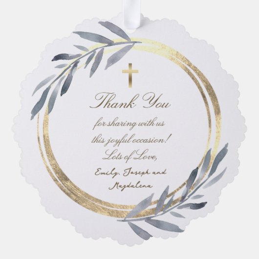 ホイルフェイクフレームバプテ感謝していィスト オーナメントカード (裏面)