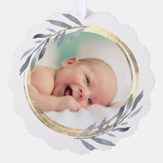 ホイルフェイクフレームバプテ感謝していィスト オーナメントカード (正面)