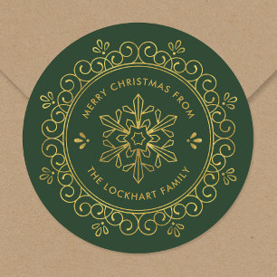 ホイルフェイクフレームパーソナライズされたクリスマスギフトタグ ラウンドシール