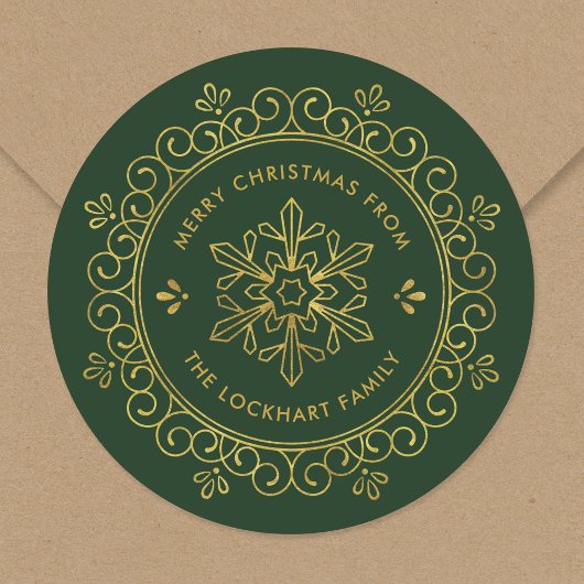 ホイルフェイクフレームパーソナライズされたクリスマスギフトタグ ラウンドシール