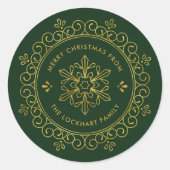 ホイルフェイクフレームパーソナライズされたクリスマスギフトタグ ラウンドシール (正面)