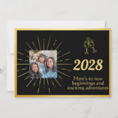 ホイルフェイクブラックと金ゴールドフォトハッピー新年 シーズンカード (正面)