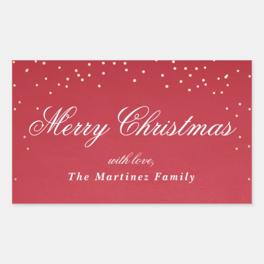 ホイルフェイク紙吹雪ドットギフトラベル 長方形シール (正面)