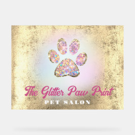 ホイルフェイク背景グリッターポープリントロゴ アクリルサイン