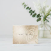 ホイルフェイク金ゴールドトロピカルギフト券 名刺 (スタンド正面)