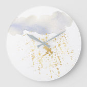 ホイルフェイク金ゴールドブルーアクリル壁時計 ラージ壁時計 (正面)