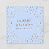 ホイルフェイク金ゴールド雨滴トレンディー スクエア名刺 (正面)