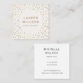 ホイルフェイク金ゴールド雨滴トレンディー スクエア名刺 (正面/裏面)