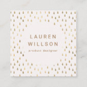 ホイルフェイク金ゴールド雨滴トレンディー スクエア名刺 (正面)