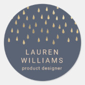 ホイルフェイク金ゴールド雨滴モノグラエレガントム ラウンドシール (正面)