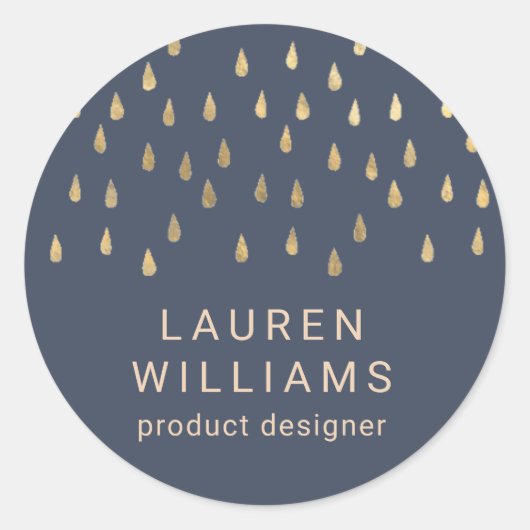 ホイルフェイク金ゴールド雨滴モノグラエレガントム ラウンドシール (正面)