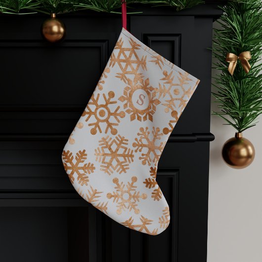 ホイルフェイク銅スノーフレークグレークリスマスストッキング スモールクリスマスストッキング