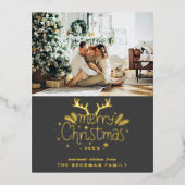 ホイルフォトメリークリスマストナカイ葉書 箔シーズンポストカード (正面)
