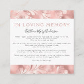 ホイルフローラフォトコラージュ葬儀記念カード スクエア名刺 (裏面)