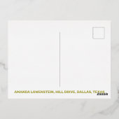 ホイルブラックと金ゴールドスクリプト新年おめでとう 箔シーズンポストカード (裏面)