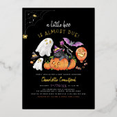 ホイルプレス |かわいいハロウィーンの赤ちゃんシャワー 箔招待状 (正面)