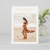 ホイルプレス |妊娠エレガント写真赤ちゃんシャワー 箔招待状 (立ち正面)