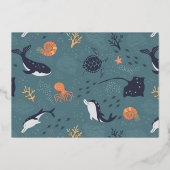 ホイルプレス |海写真誕生日パーティーの下 箔招待状 (裏面)