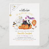 ホイルプレス | A Little Booハロウィーンの赤ちゃんシャワー 箔招待状 (正面)