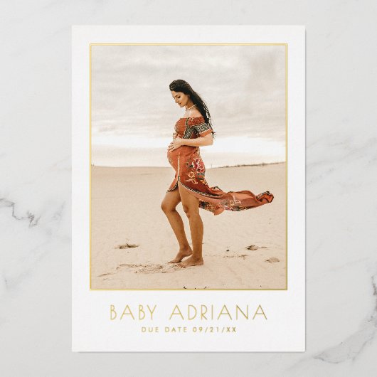 ホイルプレス | Boho妊娠写真ベビーシャワー 箔招待状 (正面)