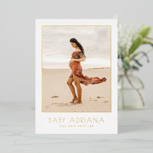 ホイルプレス | Boho妊娠写真ベビーシャワー 箔招待状 (立ち正面)