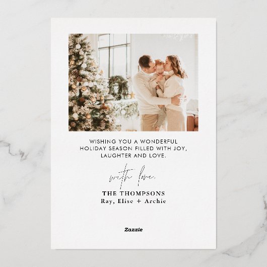 ホイルホリデーカード、うれしそうな写真クリスマスカード 箔シーズンカード (裏面)