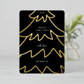 ホイルミニマルクリスマスツリー写真 箔シーズンカード (立ち正面)