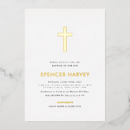 ホイルミニマルバプテスマ《キリスト教》洗礼式や命名式少年 箔招待状