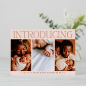 ホイルミニマルフォトコラージュベビー誕生発表 箔招待状 (立ち正面)