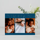 ホイルミニマルフォトコラージュベビー誕生発表 箔招待状 (立ち正面)