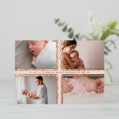 ホイルミニマルフォトコラージュベビー誕生発表 箔招待状 (立ち正面)