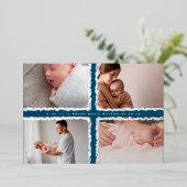 ホイルミニマルフォトコラージュベビー誕生発表 箔招待状 (立ち正面)