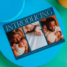 ホイルミニマルフォトコラージュベビー誕生発表 箔招待状