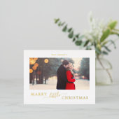 ホイルミニマル結婚リトルクリスマスの日付を保存 箔シーズンポストカード (立ち正面)