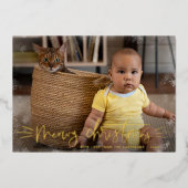 ホイルムワイクリスマス猫クリスマスホリデーフォト 箔シーズンカード (正面)