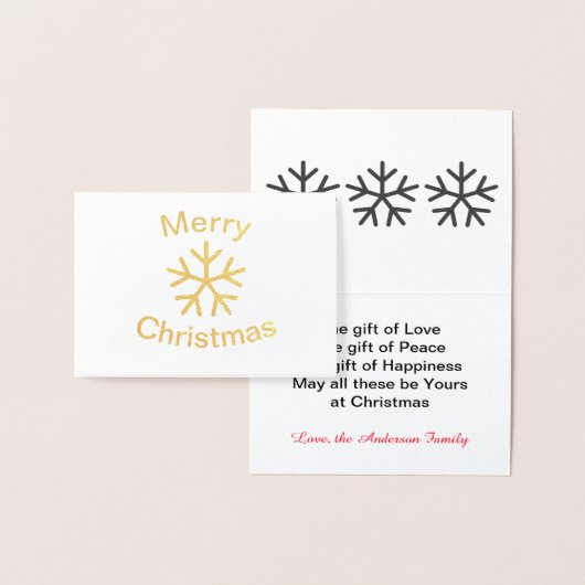 ホイルメリークリスマススノーフレーク – 3x5折り畳みカード 箔カード (ディスプレー)