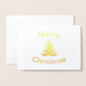 ホイルメリークリスマスツリー - クリスマス折りたたみカード 箔カード (封筒付き正面)